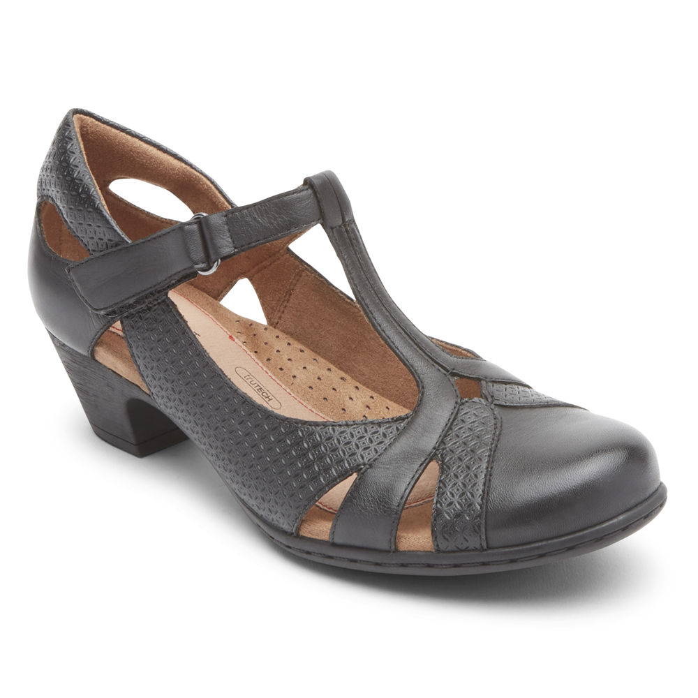 Sapatos De Salto Rockport Mulher Pretas - Brynn T-Strap - 36481CVTS